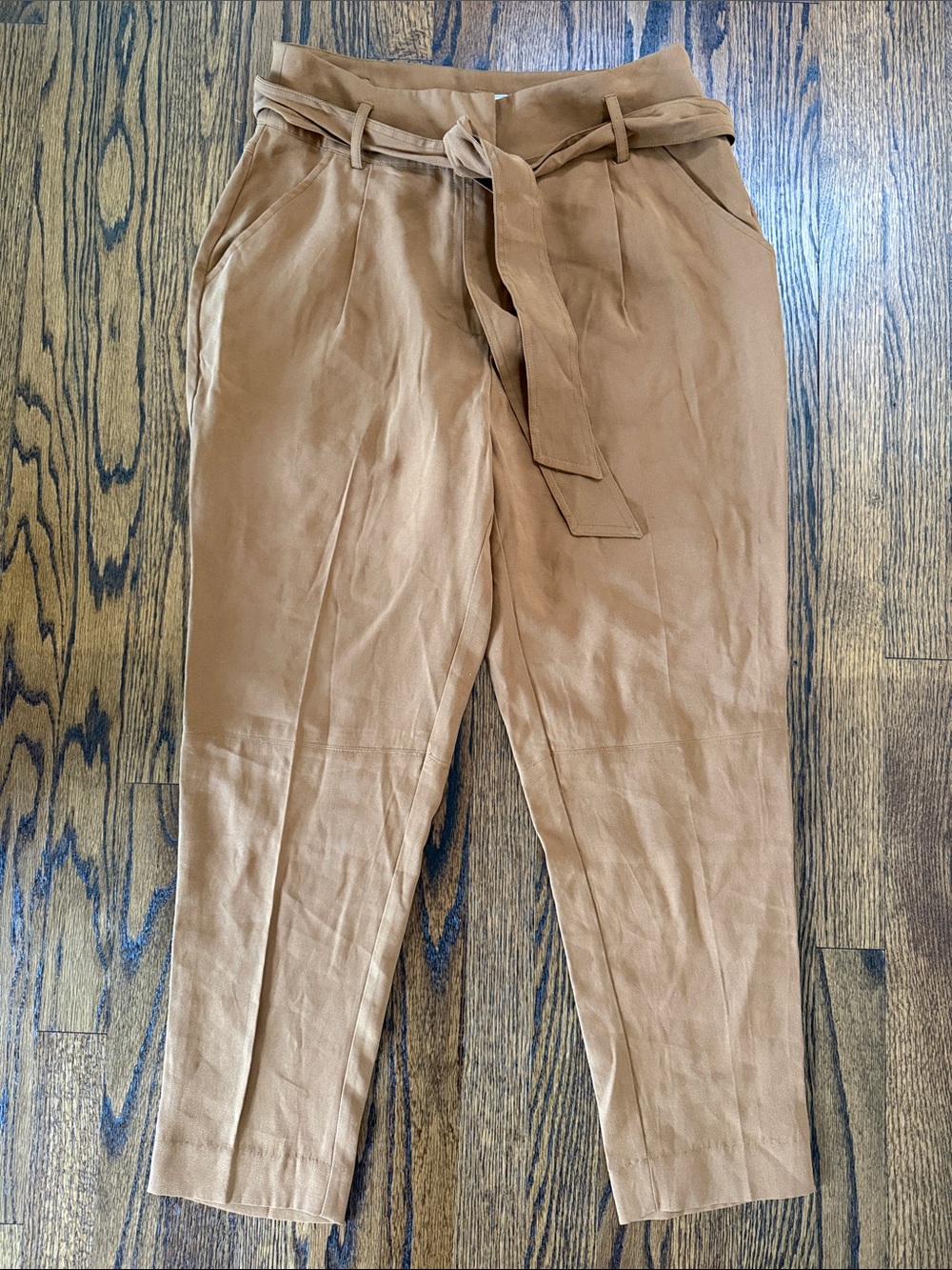 Z BCBGeneration Women’s Medium Camel Paperbag Waist Trousers with Self Tie